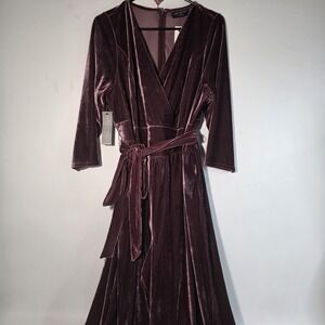 Lane Bryant NWT Lena Velvet Jumpsuit Size 14-16‎ Womens Wine Colored Wide Leg